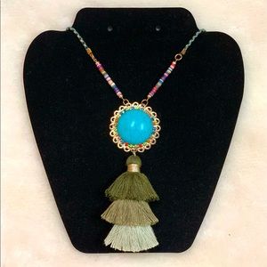 Layered fringe pendant necklace